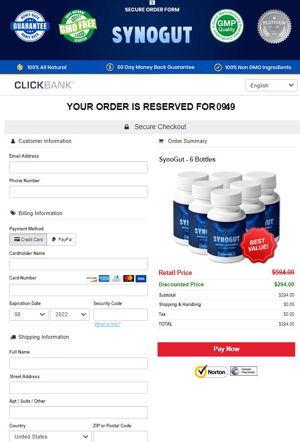 Synogut secure Order Page